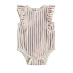 Pehr Sleeveless Ruffle One Piece in Stripes Away Peony Pink (0-3 months)